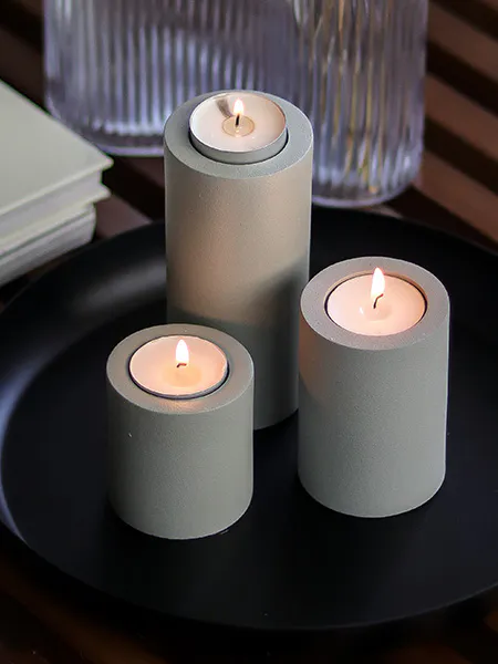 Hovedbilde LYS GRÅ PIPELINE TELYSHOLDER H9CM 