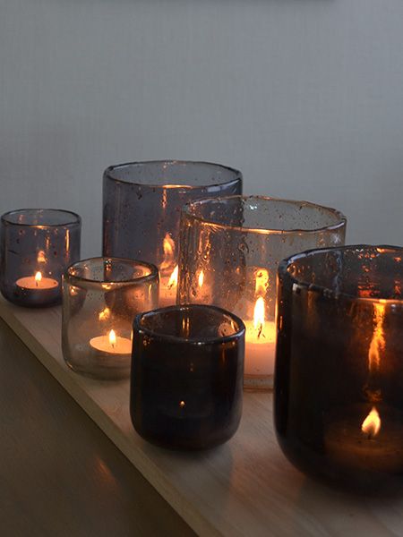 Hovedbilde TIMO LYSGLASS 8X7CM GRÅTT GLASS